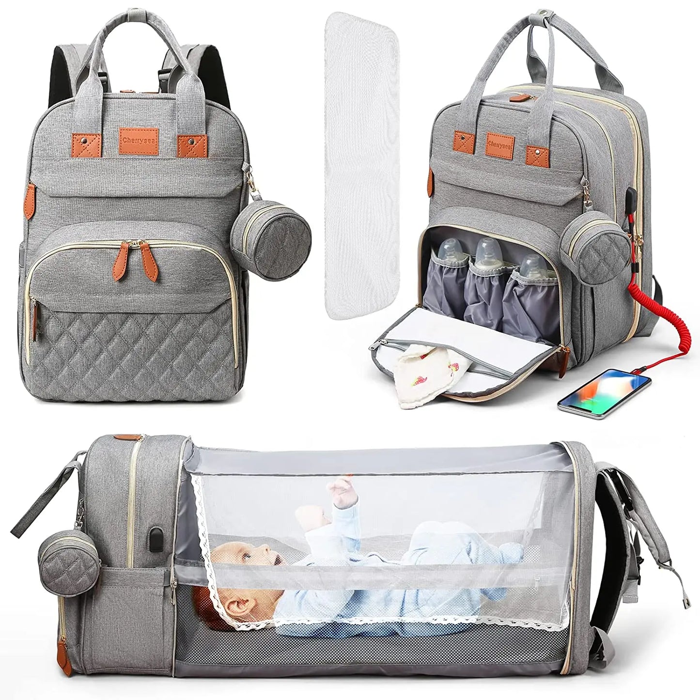 HOMERRY™ Backpack changing pad for diapers and crib 3 in 1